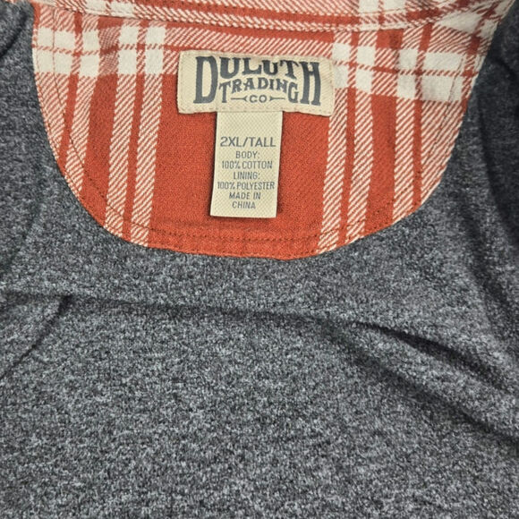Duluth Trading Jacket Men 2XL Orange Plaid Lined Flannel Barn Chore Shacket Work - Picture 7 of 7